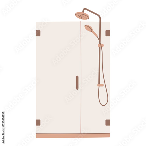 A modern walk-in shower with glass doors. Perfect for minimalist bathroom designs.