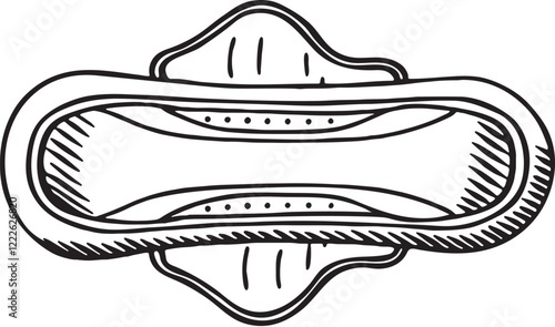 Sanitary napkin line art illustration black lines silhouette vector