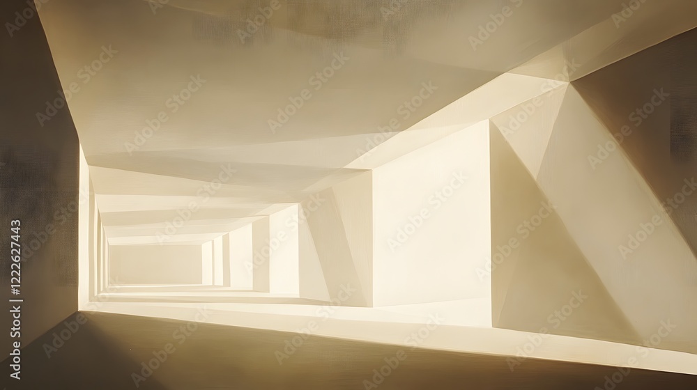 Abstract Beige Architectural Corridor Digital Painting Abstract Beige Architectural Corridor Digital Painting