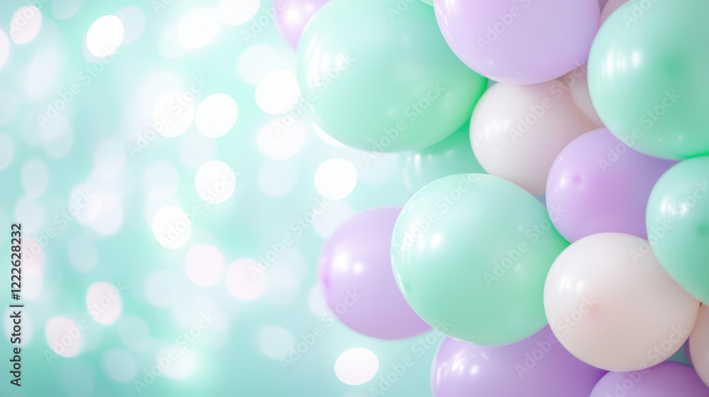 Pastel balloons with soft bokeh background creating a festive and whimsical atmosphere Pastel balloons with soft bokeh background creating a festive and whimsical atmosphere