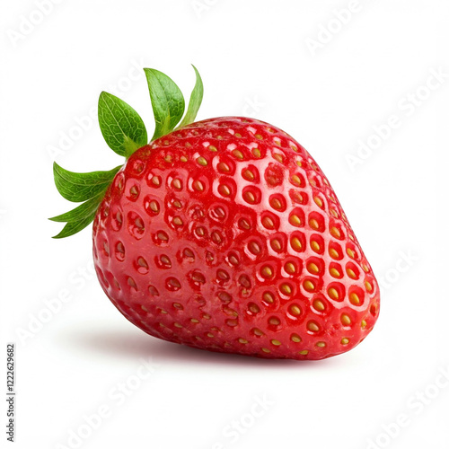 Perfekt gereifte Erdbeere vor weißem Hintergrund