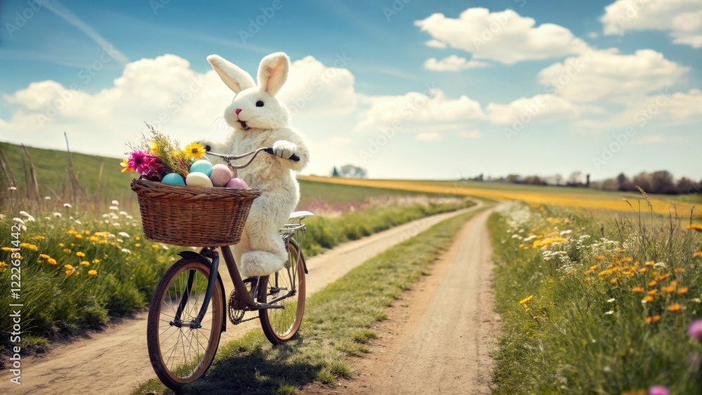 Obraz premium easter bunny on a bike