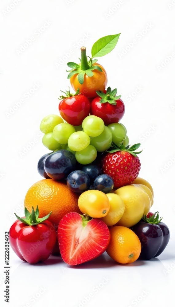 Colorful graphic healthy food pyramid on white, healthy eating, nutrition Colorful graphic healthy food pyramid on white, healthy eating, nutrition