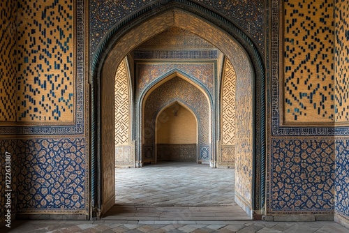 Ornate Central Asian Mosque Interior Archway