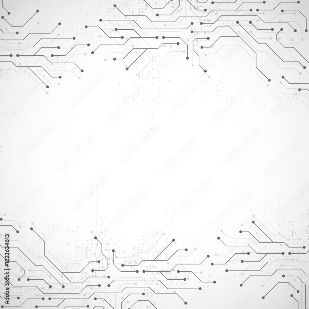 Circuit board digital abstract background. Motherboard technology texture design. AI semiconductor and computer processor on tech bg. Vector illustration Circuit board digital abstract background. Motherboard technology texture design. AI semiconductor and computer processor on tech bg. Vector illustration