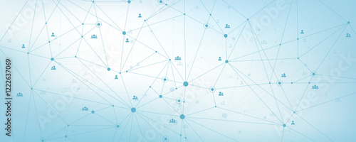 Social network communication concept. Global network connection abstract background. Deep web vector. Horizontal header web banner. Internet technology. Business. Science