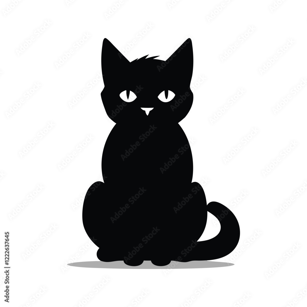 Black Cute Cat Silhouette Vector and Perfect for logos Black Cute Cat Silhouette Vector and Perfect for logos