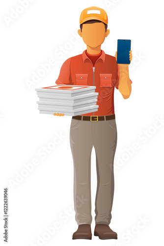 delivery young man courier service vector illustration isolated on white background