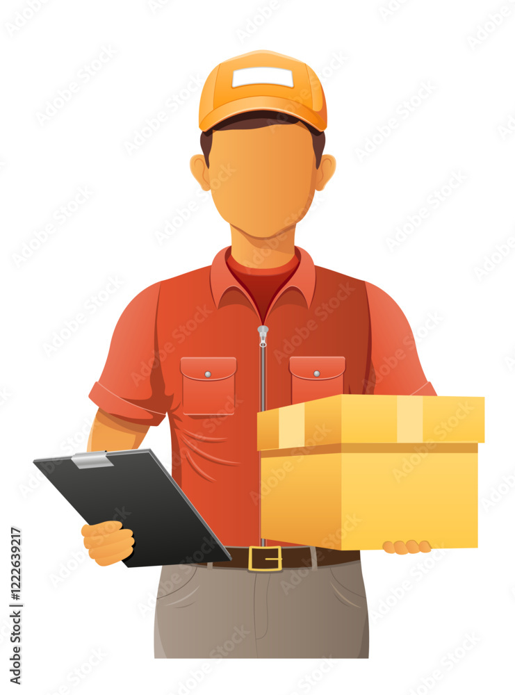 delivery young man courier service vector illustration isolated on white background delivery young man courier service vector illustration isolated on white background