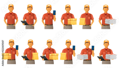 delivery young man courier service vector illustration isolated on white background