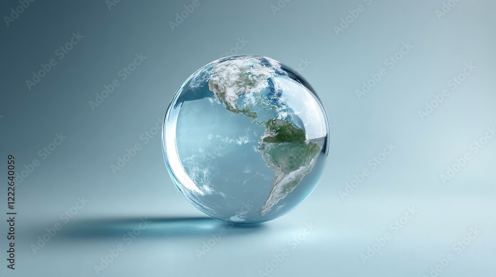 Glass globe Earth, studio backdrop, environmental concept Glass globe Earth, studio backdrop, environmental concept