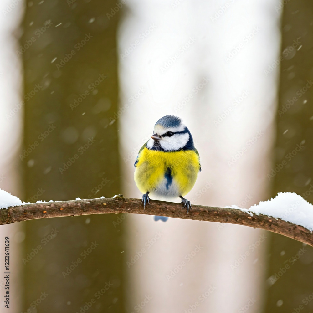 Obraz premium blue tit on a snow-covered branch