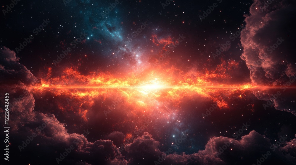 Fiery Cosmic Explosion in Dark Nebula Fiery Cosmic Explosion in Dark Nebula