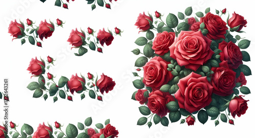 Wallpaper Mural Watercolor Red Roses Wreath, Red Roses Sublimation Design By Basis IT Store , generative ai Torontodigital.ca