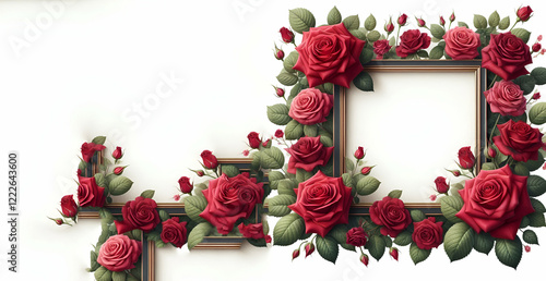 Watercolor Red Roses Wreath, Red Roses Sublimation Design By Basis IT Store , generative ai