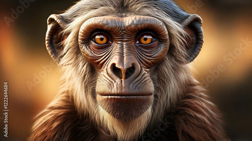 Obraz na płótnie close up of a fictional ape's face with brown eyes w salonie