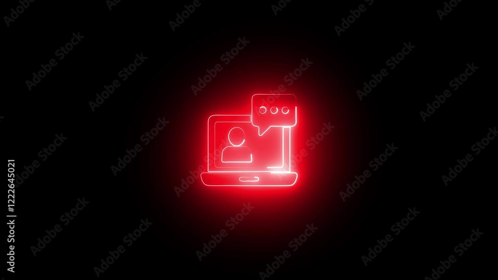 Abstract glowing neon employee icon animation on black background. neon user icon animation. Abstract glowing neon employee icon animation on black background. neon user icon animation.
