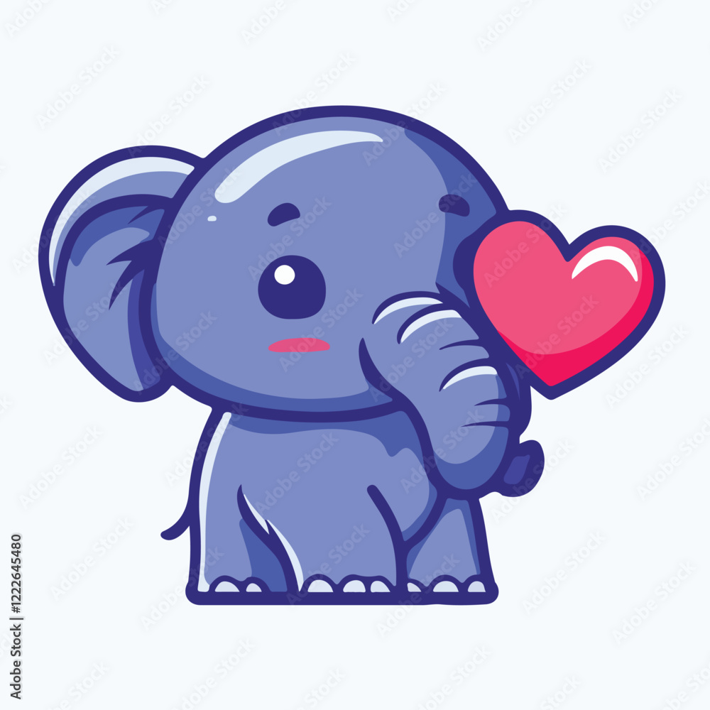 Cute elephant cartoon with heart vector illustration Cute elephant cartoon with heart vector illustration