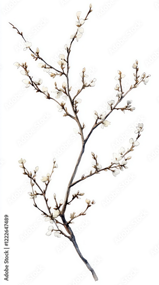 Delicate Watercolor Blossom Branch Delicate Watercolor Blossom Branch