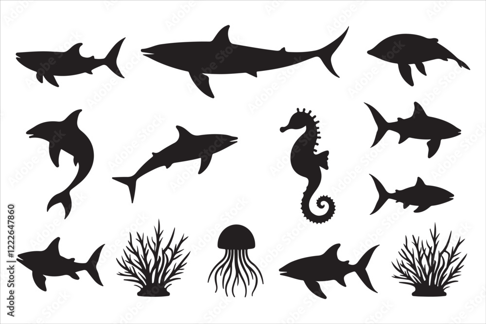Sea Creatures Vector Set Sea Creatures Vector Set