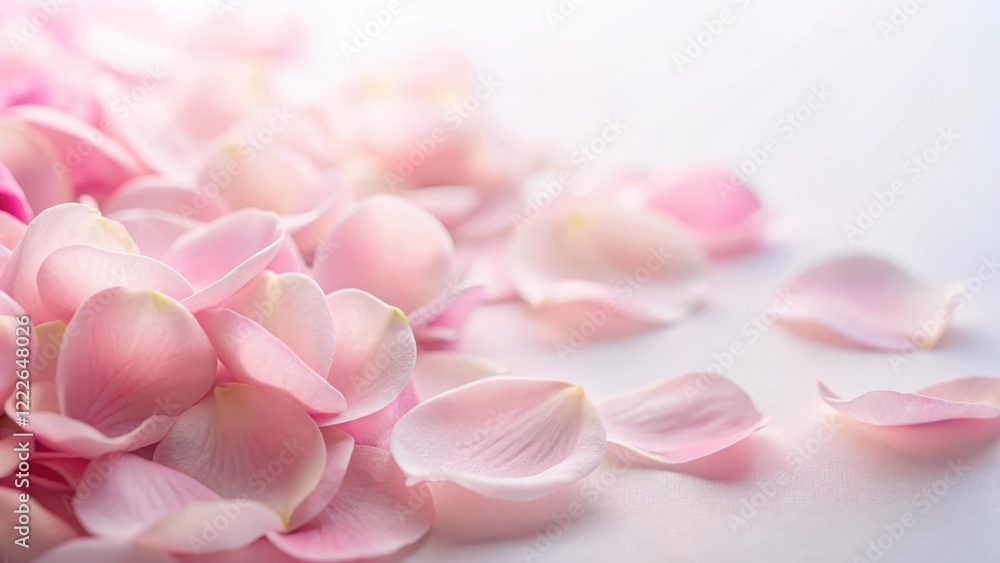 Obraz premium Soft Pink Petals on a White Background , soft focus, elegant look