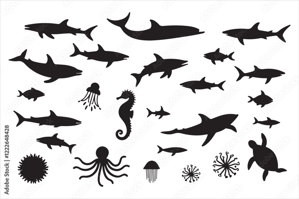 Sea Creatures Vector Set Sea Creatures Vector Set