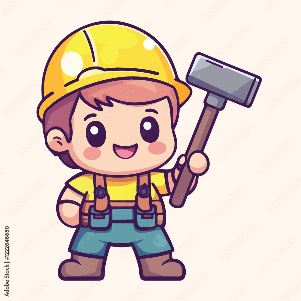 Sweet Construction Delight Cute Little Worker Vector Illustration Sweet Construction Delight Cute Little Worker Vector Illustration