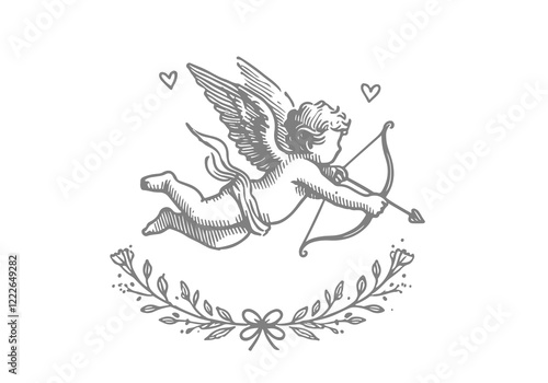 Cupid hand drawn sketch vector