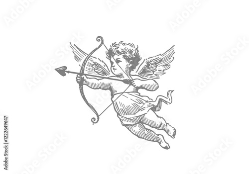 Cupid hand drawn sketch vector