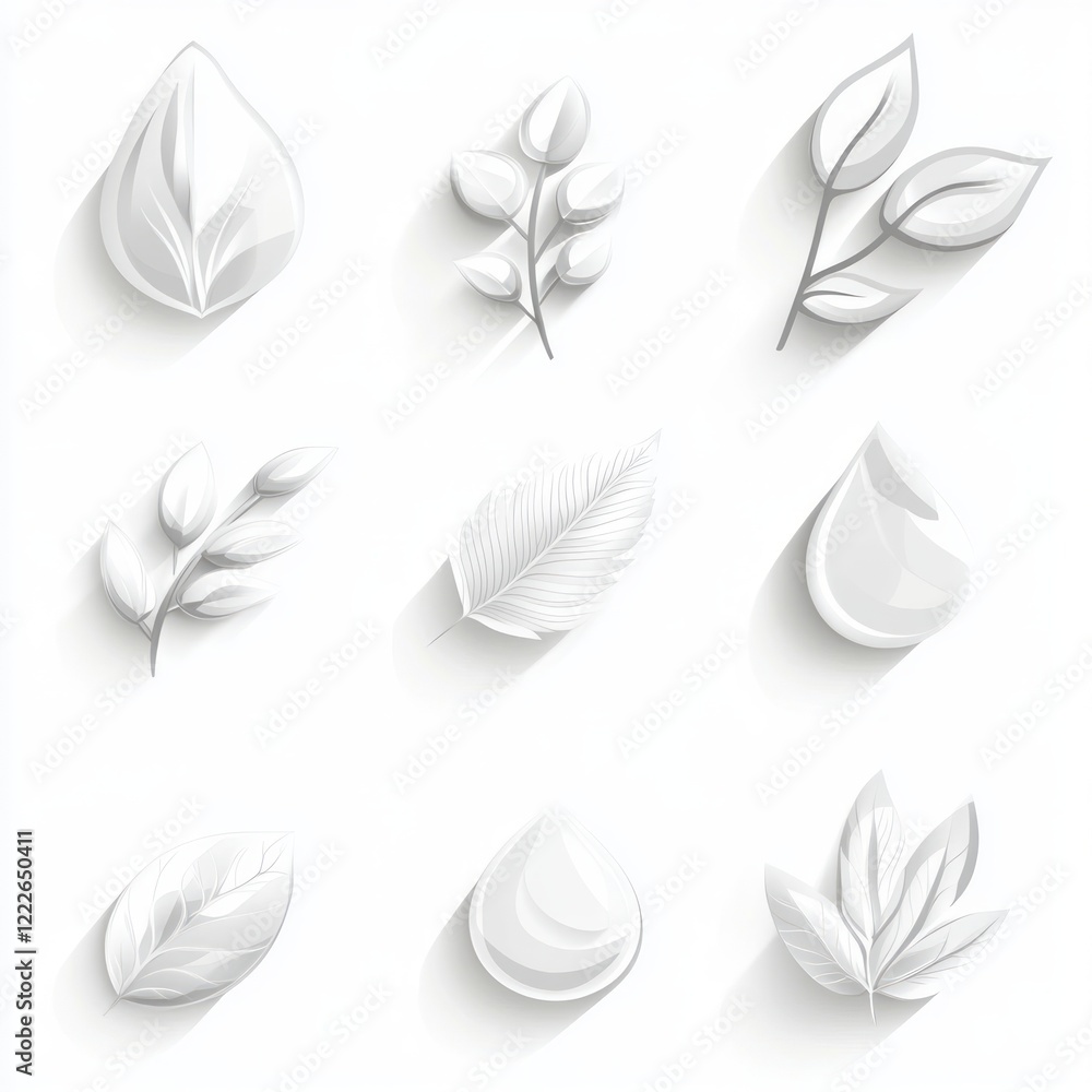 Elegant Monochrome Botanical Illustrations: A Collection of Delicate Leaves and Branches Elegant Monochrome Botanical Illustrations: A Collection of Delicate Leaves and Branches