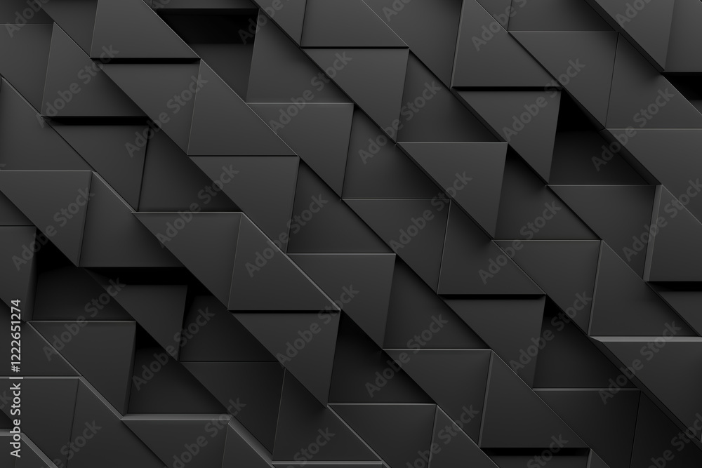 Fototapeta premium Geometric abstract black pattern design for modern interior and wallpaper decoration. 3d render.