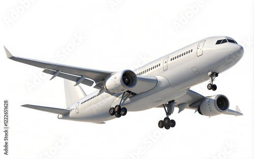 High detailed white airplane, 3d render on a white background, Airline Concept Travel Passenger plane.