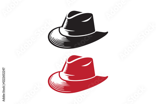 Hat art silhouettes with white background vector illustration with color version