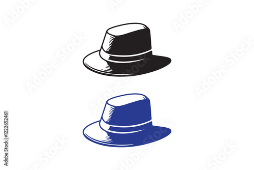 Hat art silhouettes with white background vector illustration with color version