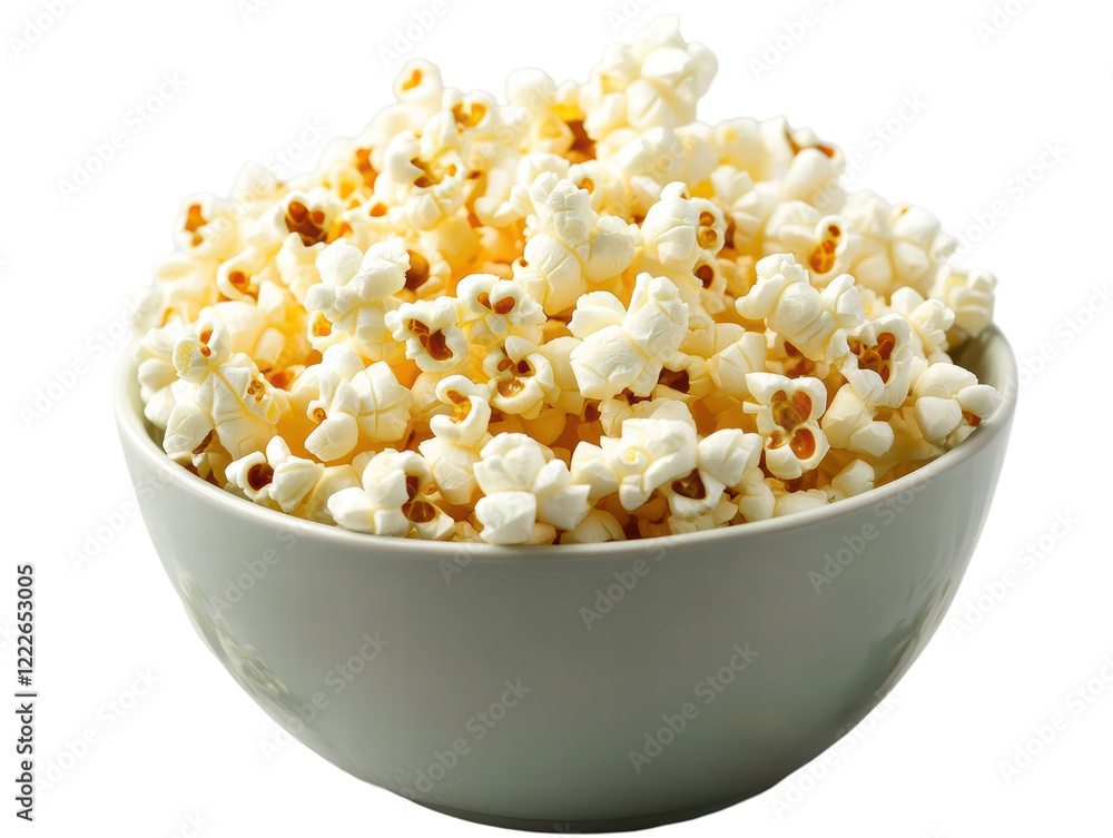 Isolated Bowl of White Popcorn Isolated Bowl of White Popcorn