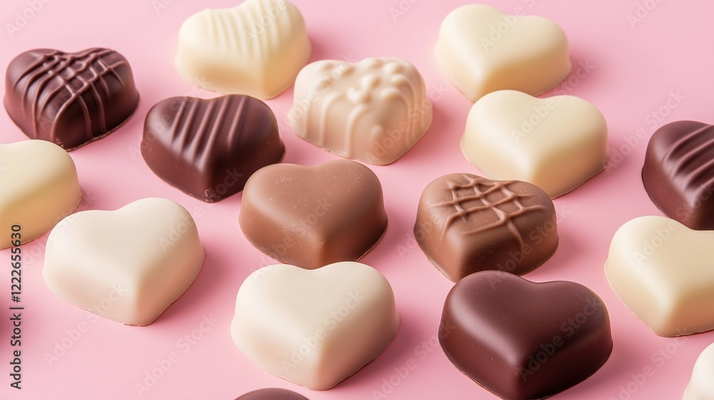 Top View of Romantic Chocolates, Perfect for Valentine's Background Top View of Romantic Chocolates, Perfect for Valentine's Background