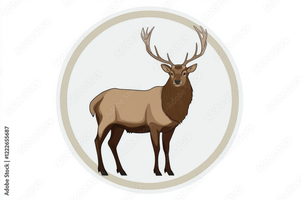 Fototapeta premium Illustration of deer with antlers in circle design