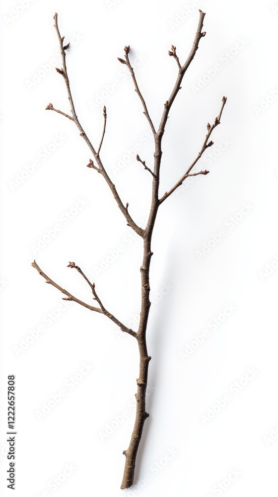 Obraz premium A Minimalist Branch Against a Pure White Background: A Study in Natural Beauty and Simplicity