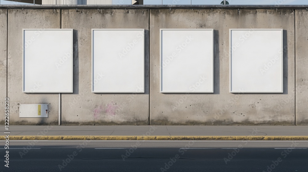 Naklejka premium 4 blank billboard on the street