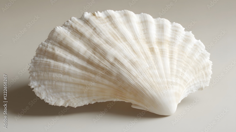 Elegant White Seashell Closeup, Ocean Nature Texture Elegant White Seashell Closeup, Ocean Nature Texture