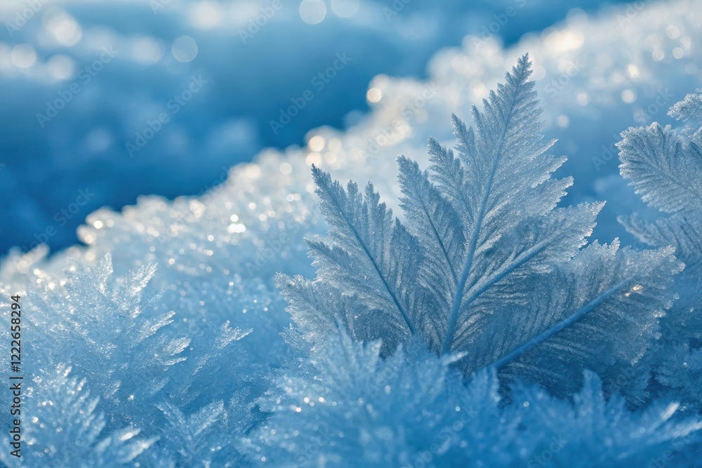 A Close-Up View of Delicate Ice Crystals Forming Intricate Frost Patterns on a Cold Winter's Day A Close-Up View of Delicate Ice Crystals Forming Intricate Frost Patterns on a Cold Winter's Day