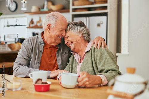 Wallpaper Mural Lovely old couple embracing and smiling in kitchen Torontodigital.ca