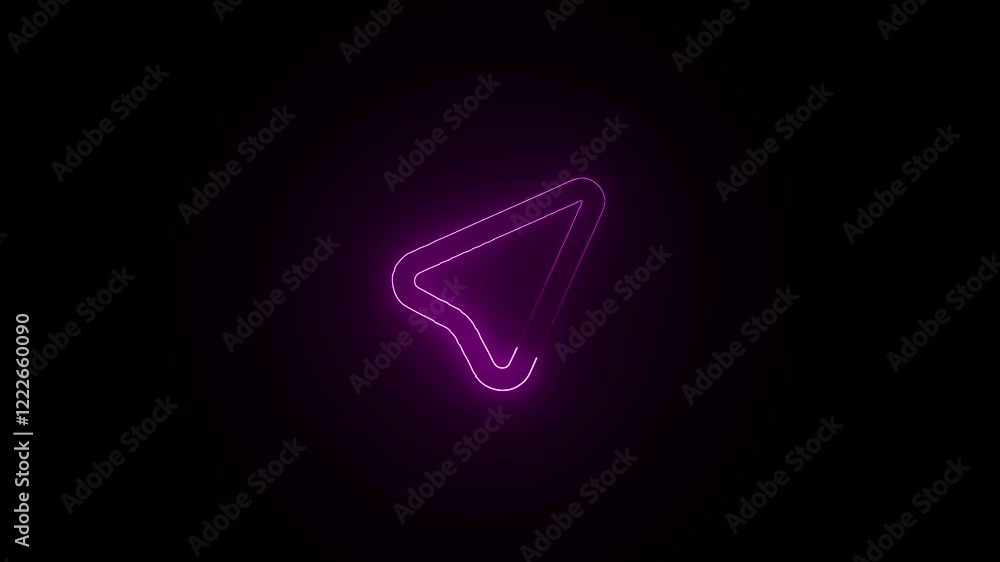 Glowing neon Navigation icon isolated on black background. HD Video motion graphic animation Glowing neon Navigation icon isolated on black background. HD Video motion graphic animation