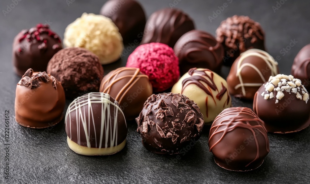 Delicious handmade chocolate truffles on a dark background Delicious handmade chocolate truffles on a dark background