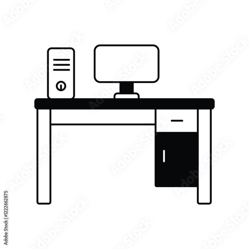 workspace glyph outline  icon with white background vector stock illustration