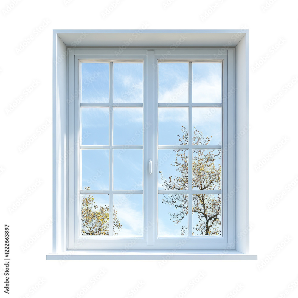 Fototapeta premium Isolated White Window with Tree View