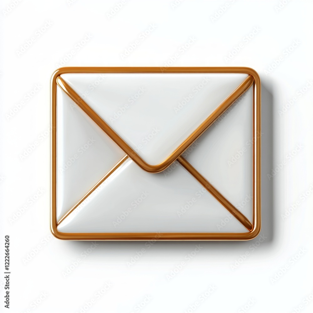 Elegant Gold-Framed White Email Icon: A Modern Digital Communication Symbol Elegant Gold-Framed White Email Icon: A Modern Digital Communication Symbol
