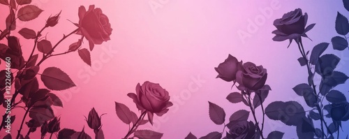 Wallpaper Mural Surreal gradient with vibrant roses: dreamy floral background with pink and purple hues Torontodigital.ca