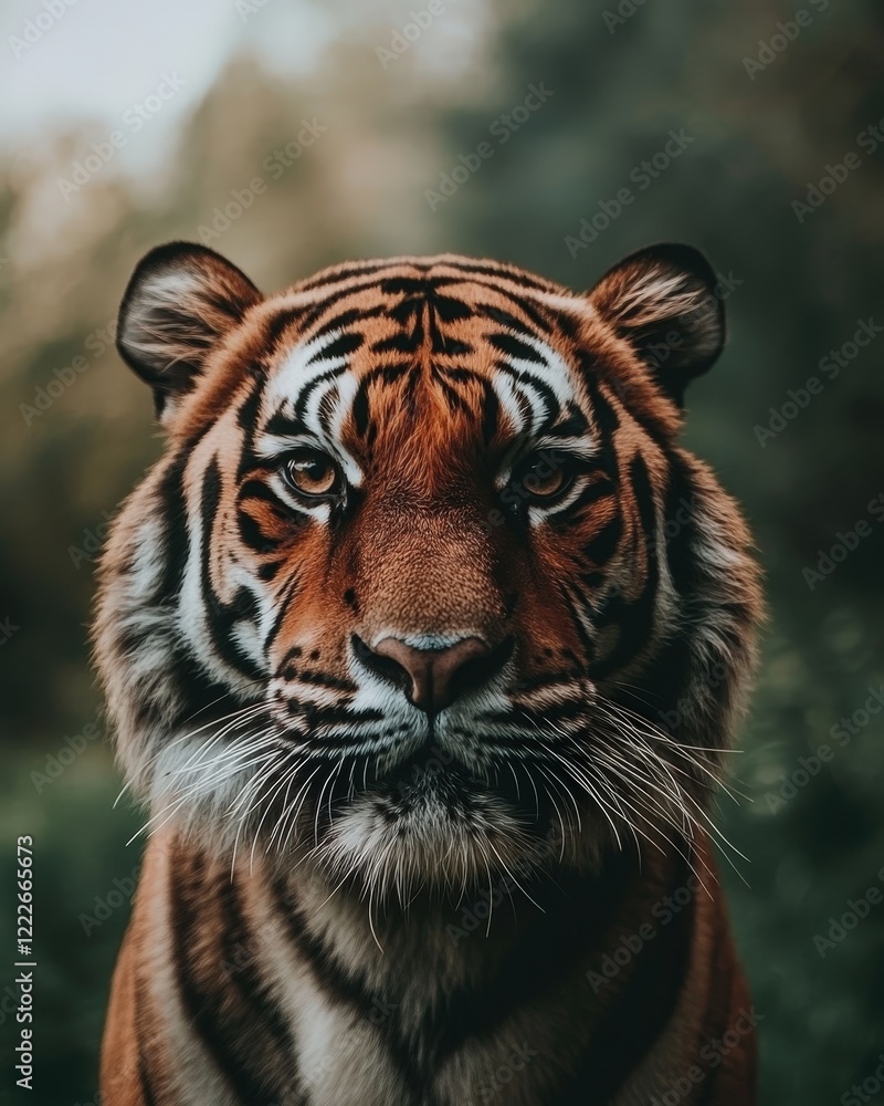 Fototapeta premium A close-up of a Bengal tiger staring into the camera