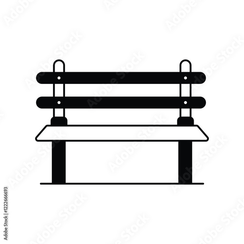 bench glyph outline  icon with white background vector stock illustration